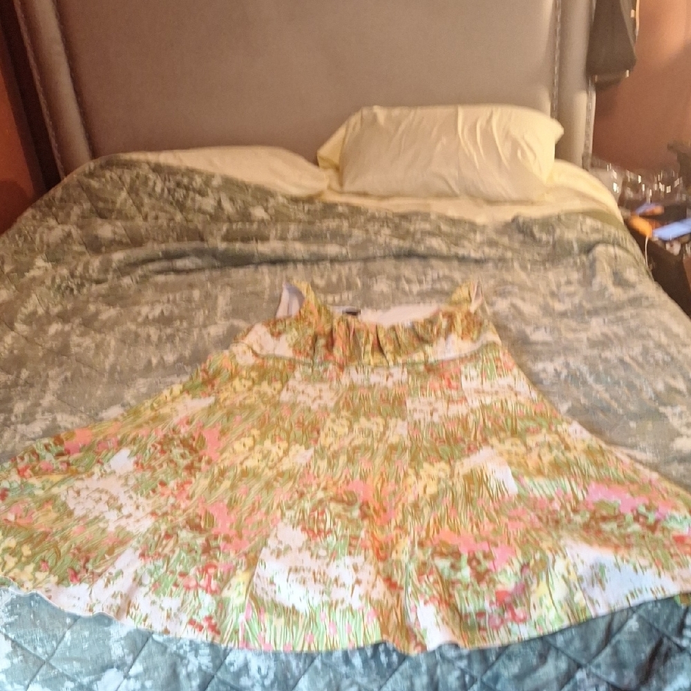 Belk Pink and Green A-Line Resort Midi Dress